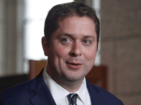 Conservative Leader Andrew Scheer speaks to reporters after a caucus meeting on Parliament Hill in Ottawa on Wednesday, June 6, 2018.