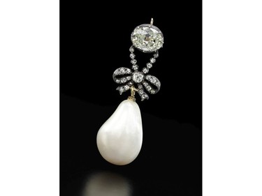 This undated handout photo released by Sotheby's Geneva shows a diamond and natural pearl pendant that once belonged to Marie Antoinette, expected to sell for US$1-2 million.