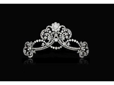 This undated handout photo released by Sotheby's Geneva shows a diamond tiara given by Emperor Franz Joseph to his great-niece Marie Anna of Austria, expected to sell for US$80,000-120,000.