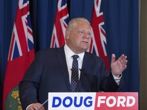Ontario Premier-designate Doug Ford appears before the media in Toronto Friday, June 8, 2018 after winning a majority for the PC party. Stan Behal/Toronto Sun