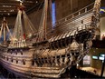 The Vasa is on display at its museum in Stockholm, Sweden. Decorated with hundreds of heavy wooden statues and top heavy, the enormous ship sank to the bottom of Stockholm Harbour on its maiden voyage.