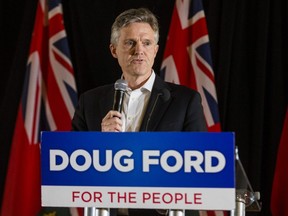 Ontario PC candidate Rod Phillips, who won the Ajax MPP race Thursday, is seen in a file photo addressing supporters at a campaign rally at La Roya Banquet Hall on Wednesday, April 18, 2018. (Ernest Doroszuk/Toronto Sun/Postmedia Network)