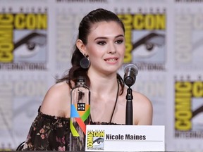 Nicole Maines speaks onstage at the "Supergirl" Special Video Presentation and Q&A during Comic-Con International 2018 at San Diego Convention Center on July 21, 2018 in San Diego, California.