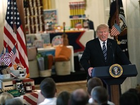 U.S. President Donald Trump speaks during the 2018 Made in America Product Showcase event July 23, 2018 in the Cross Hall of the White House in Washington, DC. (Alex Wong/Getty Images)