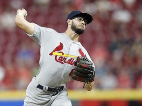 Daniel Poncedeleon of the St. Louis Cardinals pitches in the seventh inning against the Cincinnati Reds during a game at Great American Ball Park on July 23, 2018 in Cincinnati, Ohio. (Joe Robbins/Getty Images)