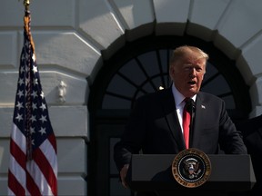U.S. President Donald Trump gives remarks on the economy at the South Lawn of the White House on July 27, 2018 in Washington, DC. (Alex Wong/Getty Images)