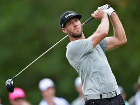 Graham DeLaet of Canada plays his shot from the third tee during the final round of the 2017 PGA Championship at Quail Hollow Club on August 13, 2017 in Charlotte, North Carolina. (Stuart Franklin/Getty Images)