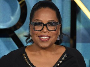 In this file photo taken on March 13, 2018 US chat show host Oprah Winfrey poses during the European premiere of A Wrinkle in Time in London .