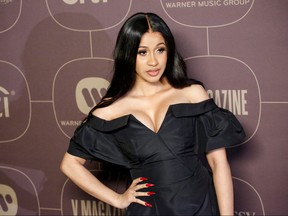 Cardi B attends the Warner Music Group's annual Grammy celebration in association with V magazine in New York on Jan. 25, 2018. (Kena Betancur/Getty Images)