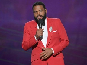 Host Anthony Anderson speaks onstage at the 2018 NBA Awards in Santa Monica, Calif., on June 25, 2018.