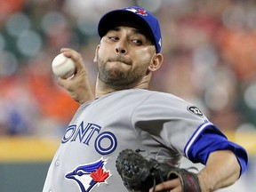 Blue Jays starting pitcher Marco Estrada is out with a glute injury AP Photo/Michael Wyke) ORG XMIT: TXMW103