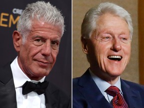 Anthony Bourdain (left) and Bill Clinton. (Richard Shotwell/Invision/AP, File/Bebeto Matthews/AP Photo)