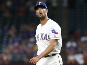 The Rangers are trading starting pitcher Cole Hamels to the Cubs on Friday, July 27, 2018.