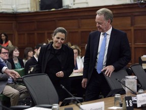 Foreign Affairs Minister Chrystia Freeland and Canada's chief NAFTA negotiator Steve Verheul appear before the Commons international trade committee to discuss the Canada-U.S. trade relationship, on Parliament Hill in Ottawa on Tuesday, June 19, 2018.