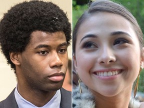 Meechaiel Criner, accused of killing University of Texas student Haruka Weiser (R) in April 2016, is escorted into a courtroom, Wednesday, July 11, 2018 in Austin, Texas. (Ricardo Brazziell/Austin American-Statesman via AP/Facebook)