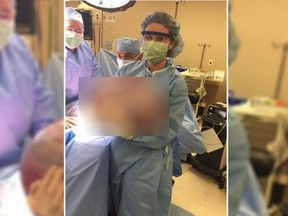 Doctors from Jackson Hospital in Alabama removed a 50-pound cyst from a woman on May 26. (Twitter)
