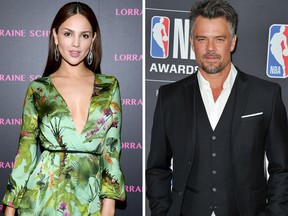 Eiza Gonzalez attends Lorraine Schwartz launches The Eye Bangle a new addition to her signature Against Evil Eye Collection at Delilah on March 13, 2018 in West Hollywood, California. (Photo by Emma McIntyre/Getty Images for Lorraine Schwartz ) and Josh Duhamel poses in the backstage photo room during the 2018 NBA Awards Show at Barker Hangar on June 25, 2018 in Santa Monica, California. (Photo by Allen Berezovsky/Getty Images)
