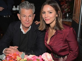 David Foster and Katharine McPhee attend Bumble Bizz Los Angeles Launch Dinner At Nobu Malibu at Nobu Malibu on Nov. 15, 2017 in Malibu, Calif.