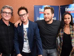 SAN DIEGO, CA - JULY 23: Actor Kurt Russell, director James Gunn and actors Chris Pratt and Zoe Saldana attend SiriusXM's Entertainment Weekly Radio Channel Broadcasts From Comic-Con 2016 at Hard Rock Hotel San Diego on July 22, 2016 in San Diego, California. (Photo by Vivien Killilea/Getty Images for SiriusXM)