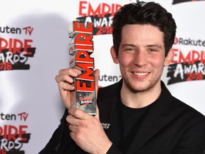 Actor Josh O'Connor winner of the Best Male Newcomer award poses in the winners room at the Rakuten TV EMPIRE Awards 2018 at The Roundhouse on March 18, 2018 in London.  (Jeff Spicer/Getty Images)