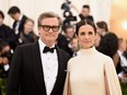 Actor Colin Firth and producer Livia Giuggioli attend the Heavenly Bodies: Fashion & The Catholic Imagination Costume Institute Gala at The Metropolitan Museum of Art on May 7, 2018 in New York City. (Jason Kempin/Getty Images)
