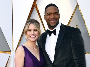 Sara Haines, left, and Michael Strahan arrive at the Oscars in Los Angeles on March 4, 2018. (Jordan Strauss/Invision/AP)
