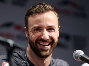 Indycar Driver James Hinchcliffe speaks during the Honda Indy Toronto Welcome Press Conference ahead of the 32nd Honda Indy Toronto on Thursday.