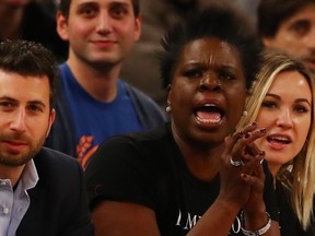 Comedian Leslie Jones cheers during the New York Knicks vs the Portland Trail Blazers during their game at Madison Square Garden on November 22, 2016 in New York City. (Al Bello/Getty Images)