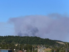 Smoke from a newly-discovered forest fire northeast of Levack, Ont. could be seen from several miles away on Thursday, July 19, 2018.