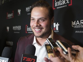 Auston Matthews on the red carpet as Mitch Marner hosts his Marner All-Star Invitational Reception at Noir at Rebel in Toronto on Thursday July 26, 2018. (Stan Behal/Postmedia Network)