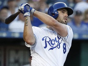 The Brewers acquired third baseman Mike Moustakas from the Royals late Friday, July 27, 2018.