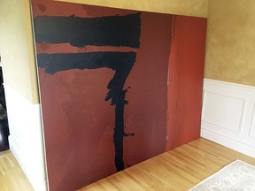 This photo, provided in New York by the U.S. Attorney's office, Friday, July 13, 2018, shows "Untitled" by modern artist Robert Motherwell.  (U.S. Attorney's Office via AP)