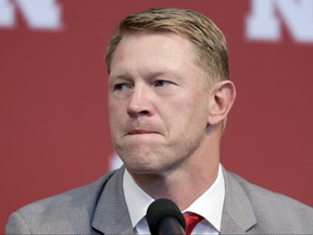 Nebraska football head coach Scott Frost listens to a question during a news conference in Lincoln, Neb. on Dec. 3, 2017. (AP Photo/Nati Harnik)