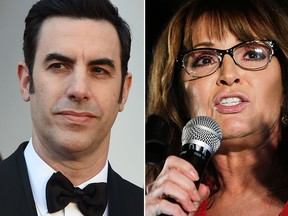 Sacha Baron Cohen and Sarah Palin. (Getty Images and AP file photos)