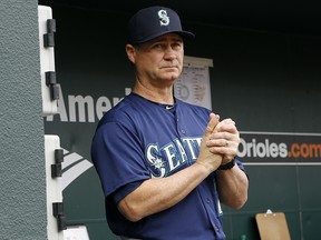 Seattle Mariners manager Scott Servais stands in the dugout before a game against the Baltimore Orioles, Thursday, June 28, 2018, in Baltimore. (AP Photo/Patrick Semansky)