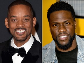 Will Smith (L) and Kevin Hart are seen in a combination shot.