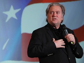 Steve Bannon, former White House Chief Strategist to U.S. President Donald Trump, speaks at a debate with Lanny Davis, former special counsel to Bill Clinton, at Zofin Palace on May 22, 2018 in Prague, Czech Republic. (Sean Gallup/Getty Images)