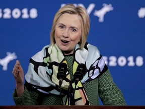 Hillary Clinton speaks during the New York state Democratic convention in Hempstead, N.Y. on May 23, 2018. (AP Photo/Julie Jacobson)