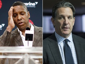 Toronto Raptors President Masai Ujiri, left, and Brendan Shanahan. (CP and Postmedia Network file photos)