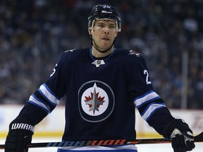 Winnipeg Jets centre Paul Stastny lines up for a face-off against the Dallas Stars in Winnipeg on Sun., March 18, 2018. Kevin King/Winnipeg Sun/Postmedia Network