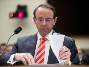 Deputy Attorney General Rod Rosenstein appears before a House Judiciary Committee hearing on Capitol Hill in Washington on June 28, 2018. (AP Photo/Andrew Hamik)