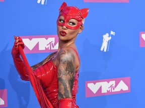 Amber Rose arrives at the MTV Video Music Awards at Radio City Music Hall on Monday, Aug. 20, 2018, in New York. (Evan Agostini/Invision/AP)