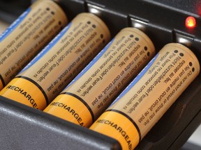 AA batteries in a charger