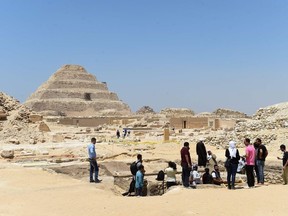 A general view taken on July 14, 2018 shows the site of the new discovery made by an Egyptian-German mission at the Saqqara necropolis, south of Egyptian capital Cairo.