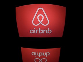 The logo of online lodging service Airbnb displayed on a computer screen in Paris on March 2, 2017.
