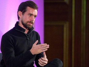 Jack Dorsey, CEO of Square, Chairman of Twitter and a founder of both, holds an event in London on Nov. 20, 2014 where he announced the launch of Square Register mobile application.