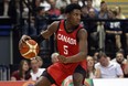 Canada's R.J. Barrett looks for an opening during the second half of the Pacific Rim Basketball Classic action against China at the Save-On-Foods Memorial Centre in Victoria, B.C., on Sunday June 24, 2018.