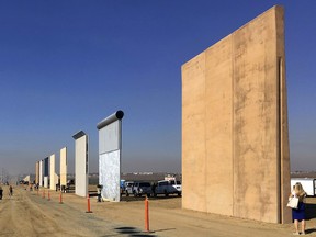The prototypes of border walls in San Diego on Oct. 26, 2017. (AP Photo/Elliott Spagat)