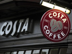 In this Nov. 9, 2012 file photo a view of a Costa Coffee shop. Coca-Cola is buying the Costa coffee brand from British firm Whitbread for 3.9 billion pounds ($5.1 billion) in cash, a deal that will see the soft drinks company plug a big hole in its portfolio, it was reported on Friday, Aug. 31, 2018.