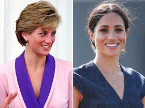 Princess Diana, left, and Meghan Markle are pictured in file photos. (AFP and WENN.com file photos)